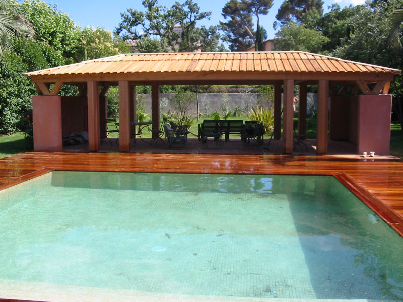 Pool House, charpente 4 pentes, couverture IPE, plage piscine IPE Aix en Provence |02